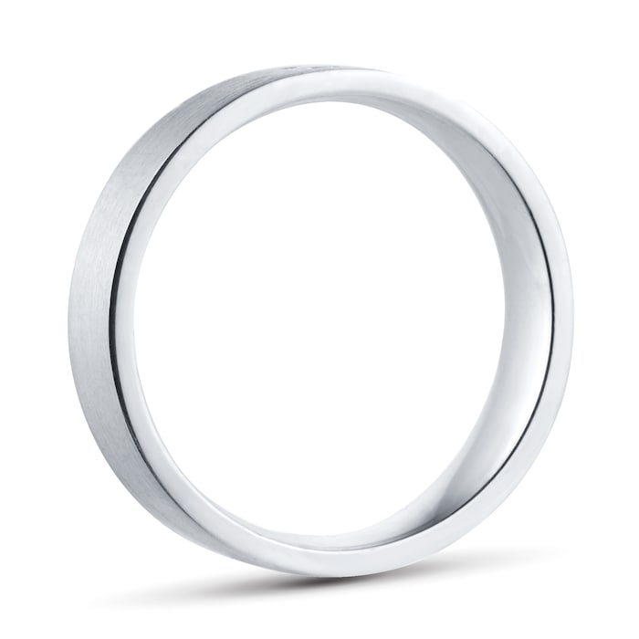 Goldsmiths Platinum 5mm 0.03ct Princess Cut Diamond Flat Court Wedding Ring - Ring Size P
