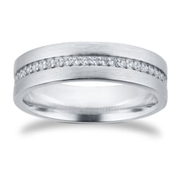 08230581 - Platinum 6mm 0.26ct Brilliant Cut Grain Set Diamond Flat Court Heavy Wedding Ring