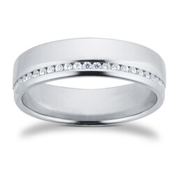 08230582 - Platinum 5mm 0.42ct Brilliant Cut Diamond Slight Court Heavy Wedding Ring