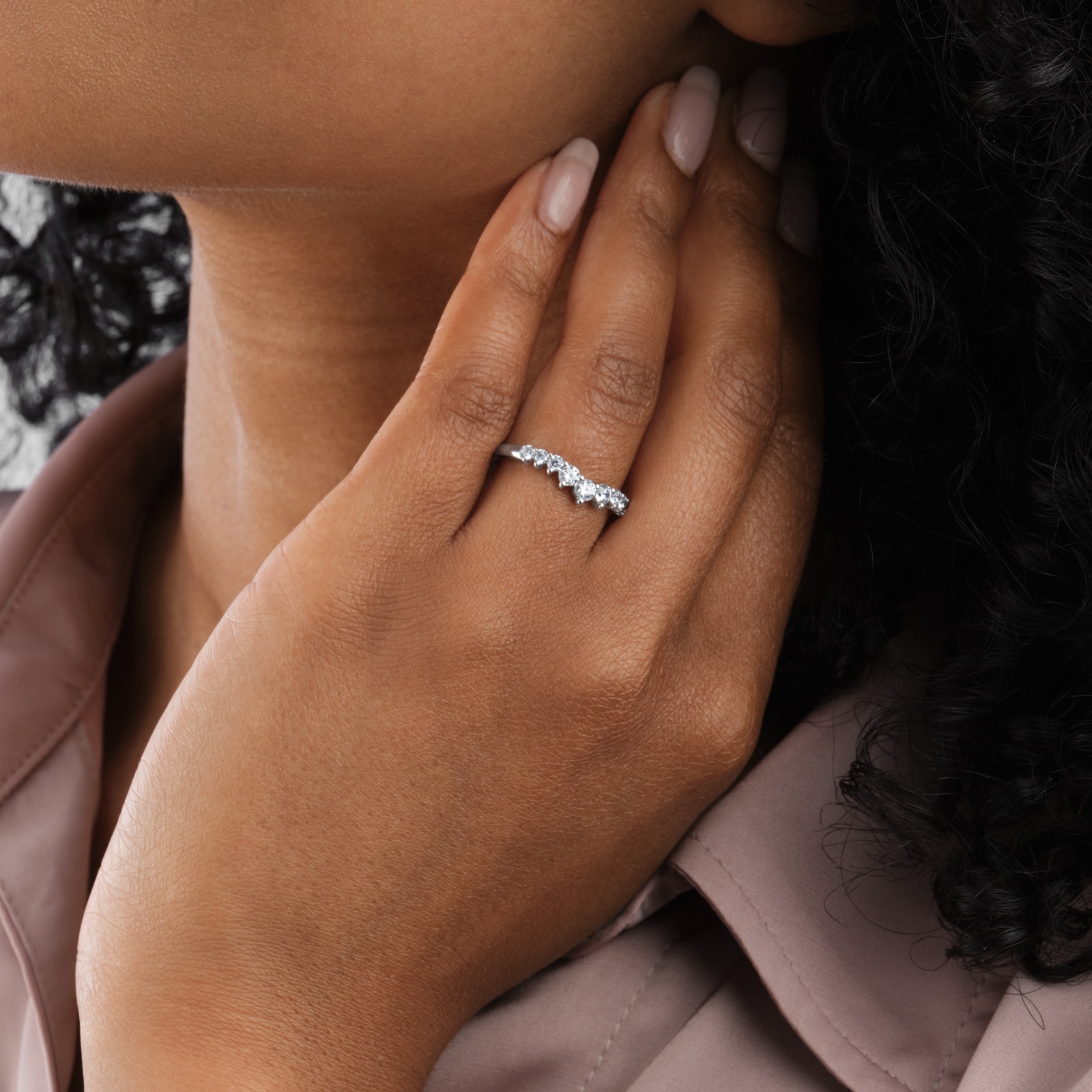 Mappin & Webb Platinum 0.50cttw Diamond Set Wishbone Wedding Ring