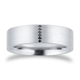 Mappin & Webb Platinum 6mm 0.03cttw Treated Black Diamond Brushed Wedding Ring - Ring Size S