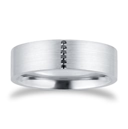 08230589 - Platinum 6mm 0.03cttw Treated Black Diamond Brushed Wedding Ring