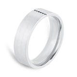Mappin & Webb Platinum 6mm 0.03cttw Treated Black Diamond Brushed Wedding Ring - Ring Size S