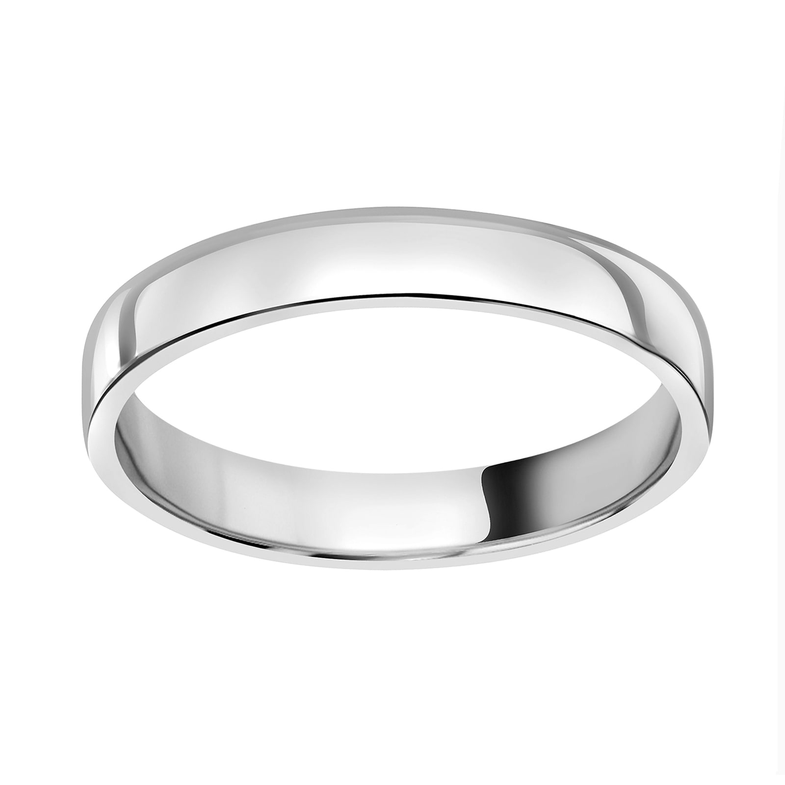 Platinum 3mm Standard Domed Court Wedding Ring - Ring Size J