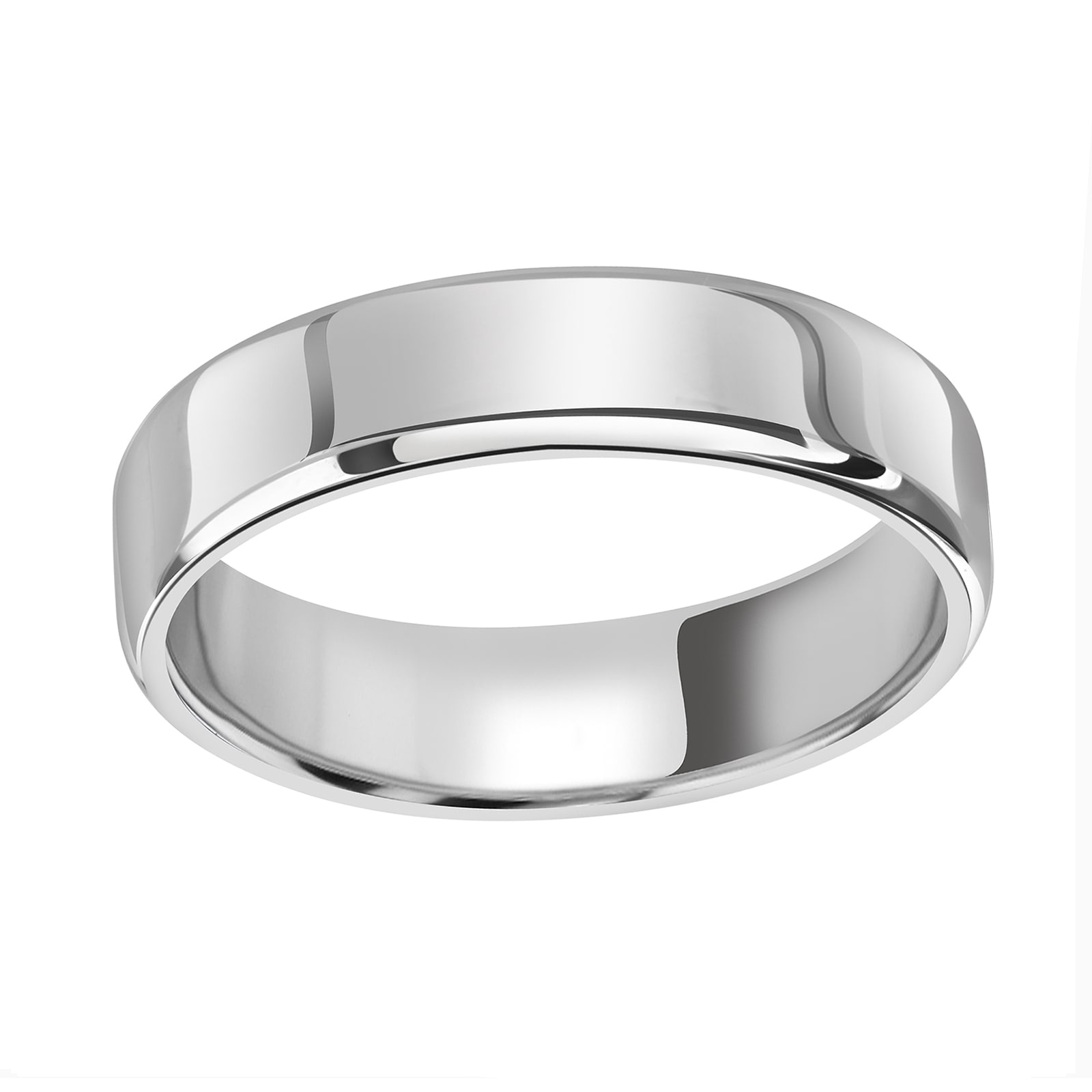 Platinum 5mm Standard Modern Court Court Wedding Ring - Ring Size O