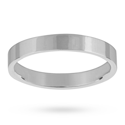 08250509 - 3mm Flat Top Medium Weight Ladies Court Ring In Platinum