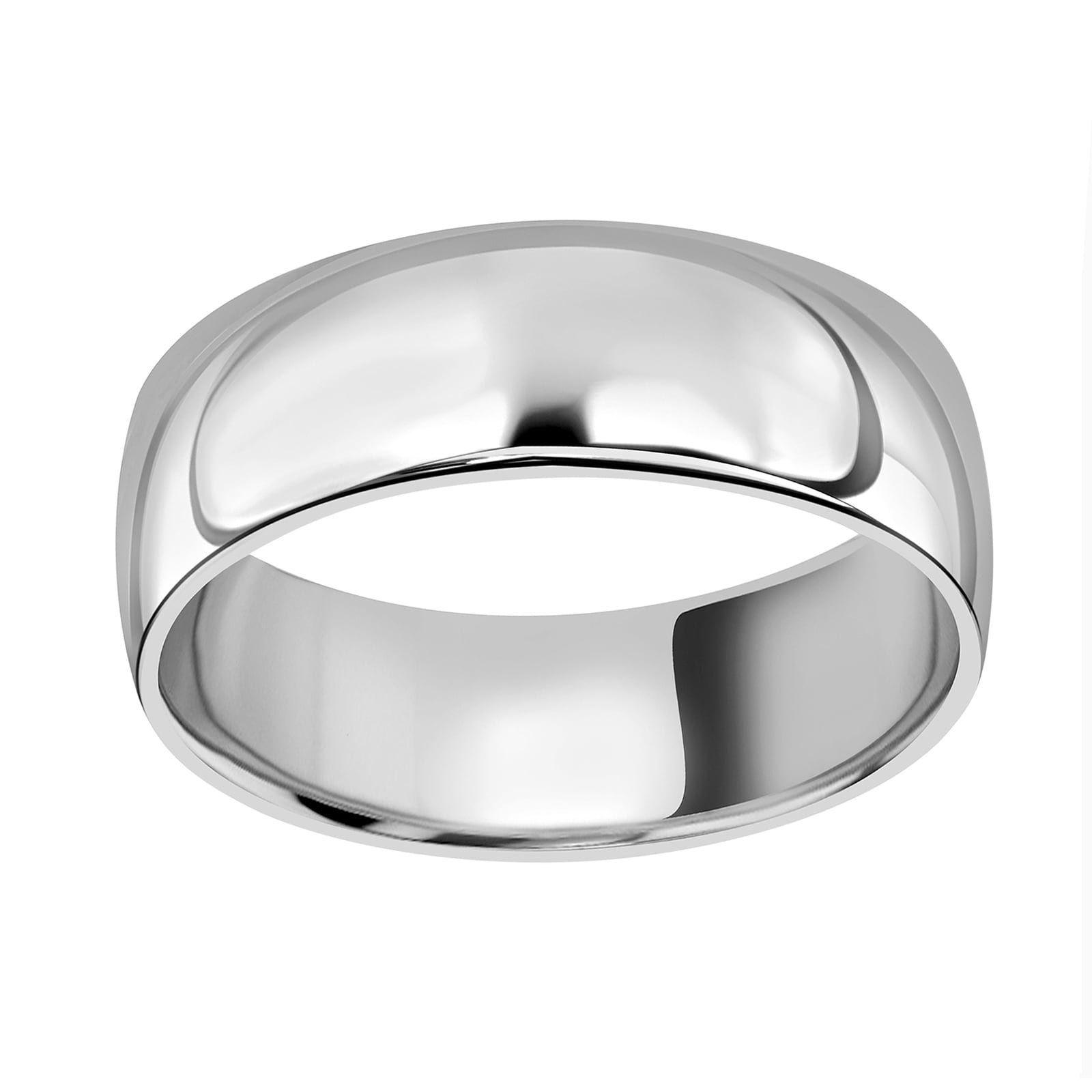 Platinum 7mm Standard Domed Court Wedding Ring - Ring Size V