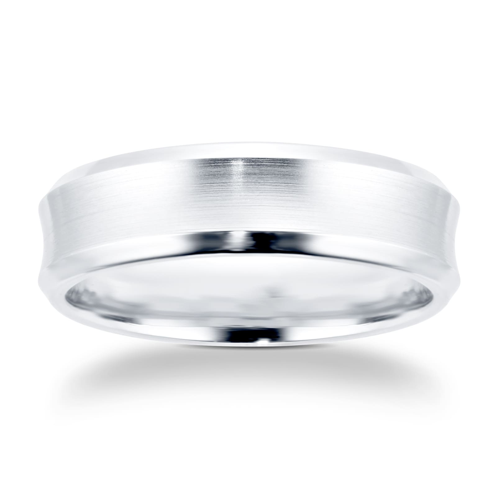 Platinum 6mm Concave & Polished Edge Wedding Ring - Ring Size T