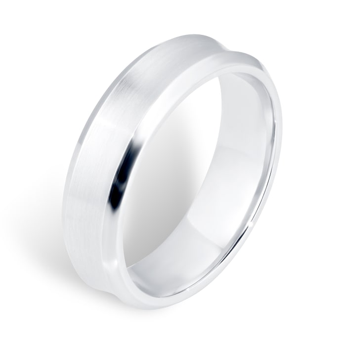 Mappin & Webb Platinum 6mm Concave & Polished Edge Wedding Ring - Ring Size P