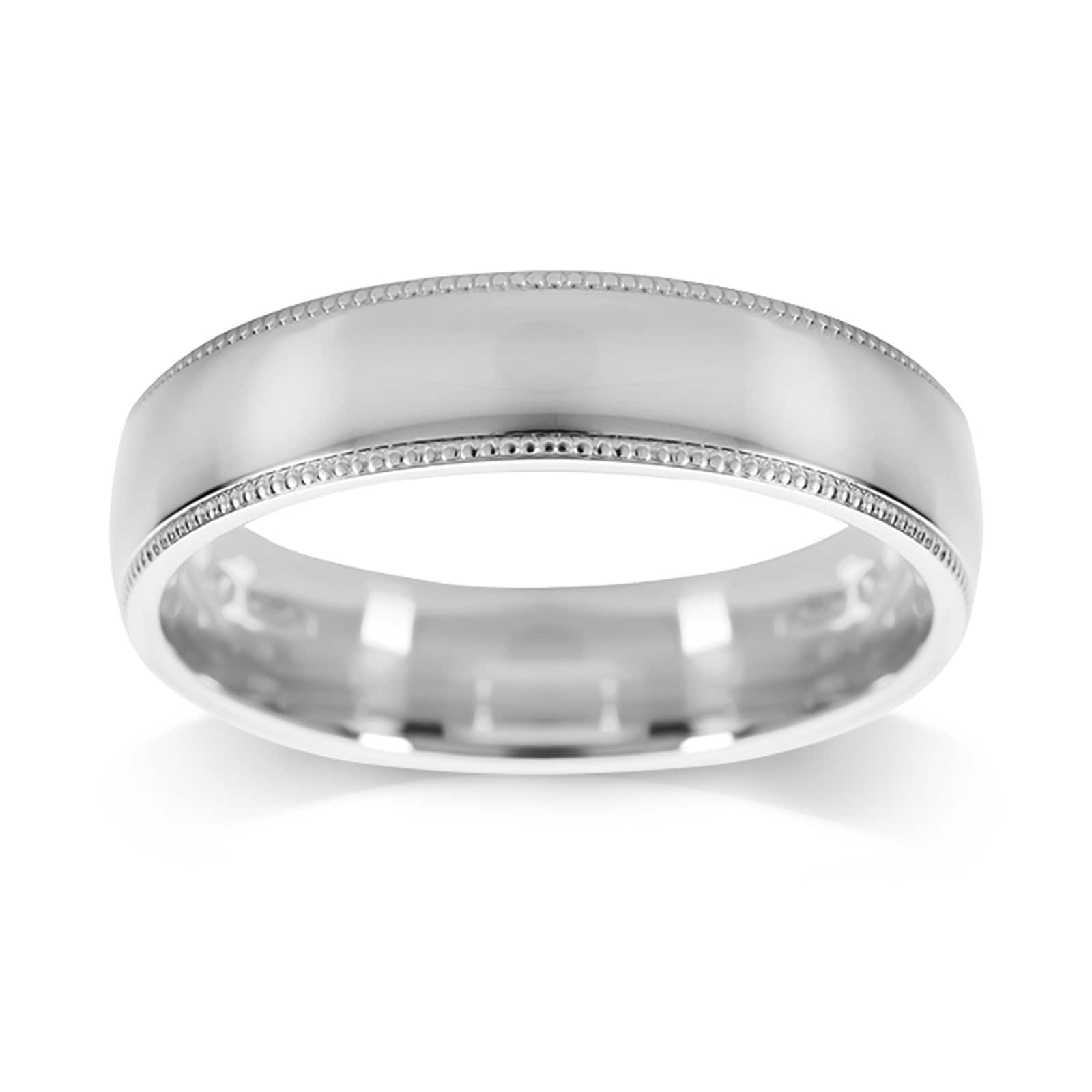 Platinum 5mm Polished With Milgrain Edge Wedding Ring - Ring Size U