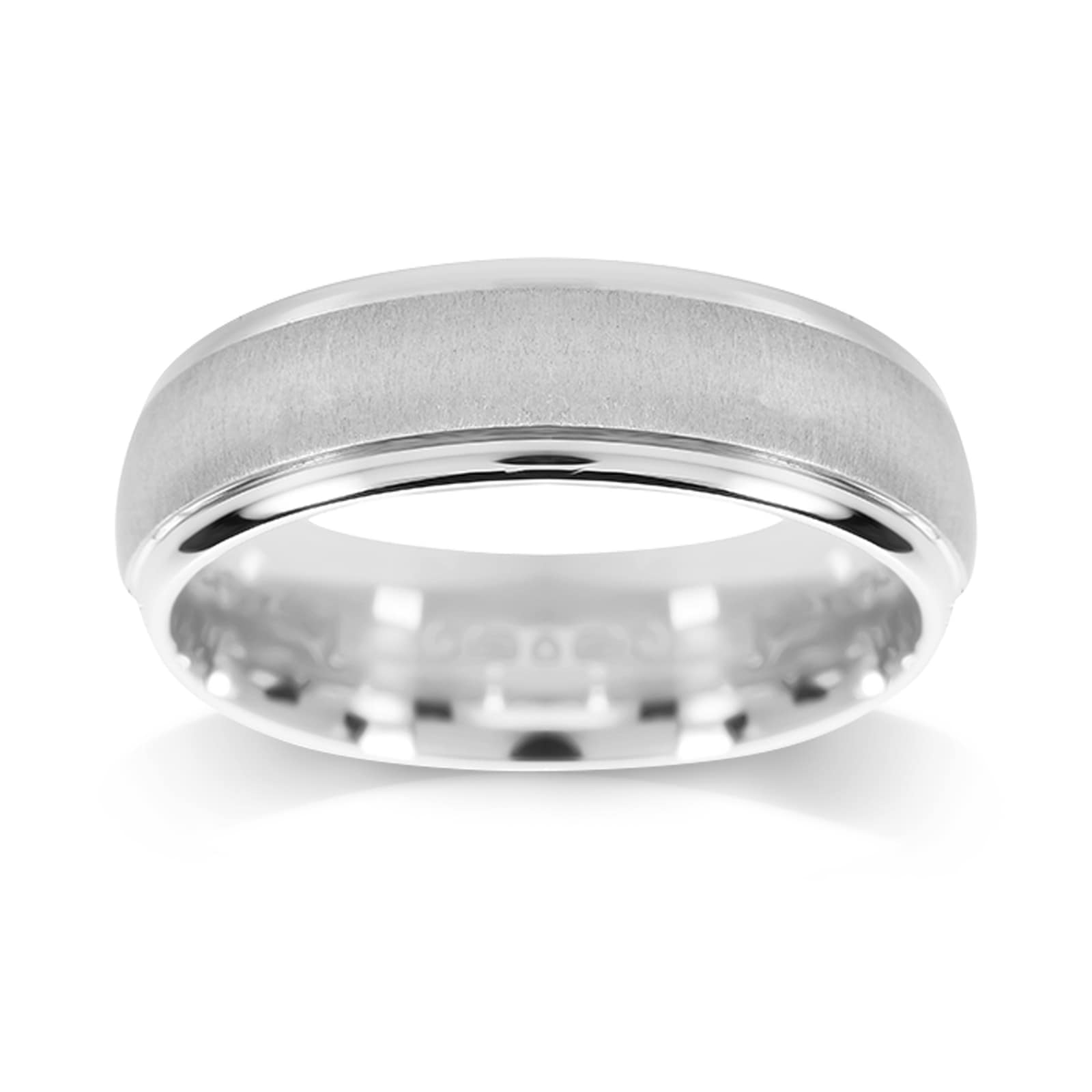 Platinum 5.5mm Brushed & Polished Edge Wedding Ring - Ring Size T