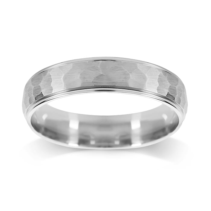 Mappin & Webb Platinum 5mm Hammered Wedding Ring