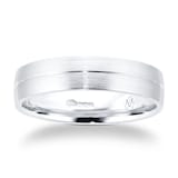Mappin & Webb Platinum 5mm Brushed & Polished Centre Wedding Ring - Ring Size P
