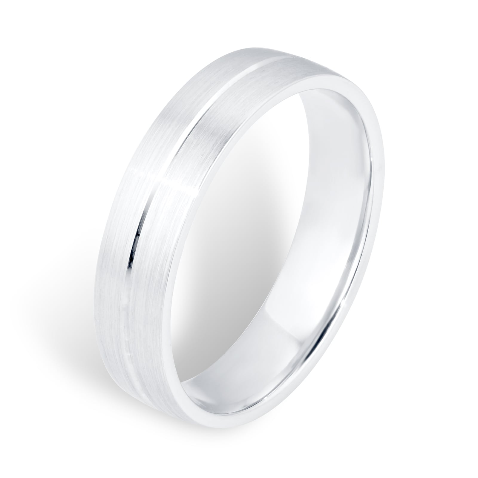 Mappin & Webb Platinum 5mm Brushed & Polished Centre Wedding Ring