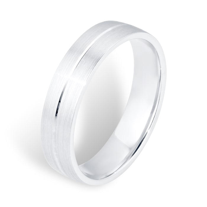 Mappin & Webb Platinum 5mm Brushed & Polished Centre Wedding Ring