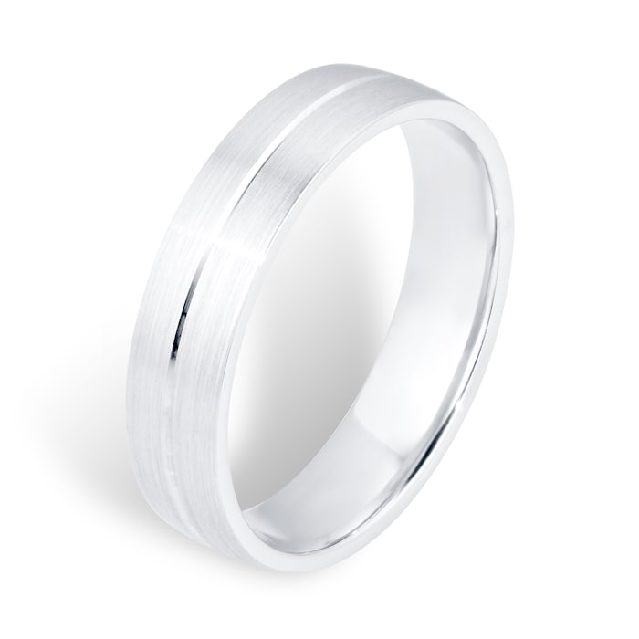 Mappin & Webb Platinum 5mm Brushed & Polished Centre Wedding Ring