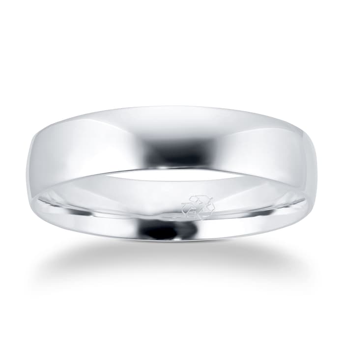 Goldsmiths Recycled Platinum 5mm Court Wedding Band