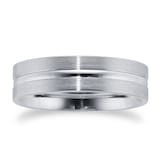 Mappin & Webb Platinum 6mm Flat Brushed & Polished Centre Wedding Ring