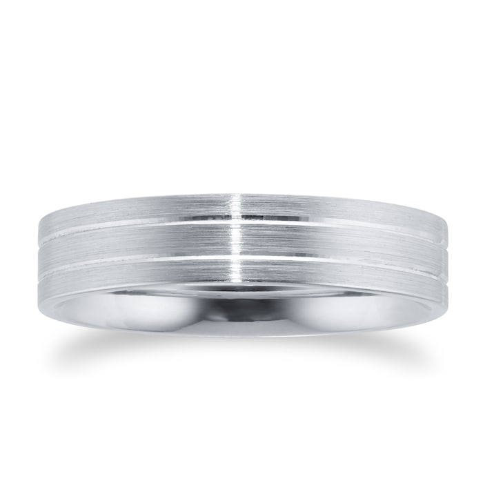 Mappin & Webb Platinum 5mm Brushed & Double Polished Centre Wedding Ring