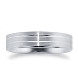 Mappin & Webb Platinum 5mm Brushed & Double Polished Centre Wedding Ring