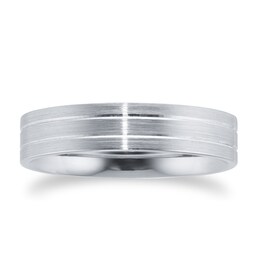 08250835 - Platinum 5mm Brushed & Double Polished Centre Wedding Ring