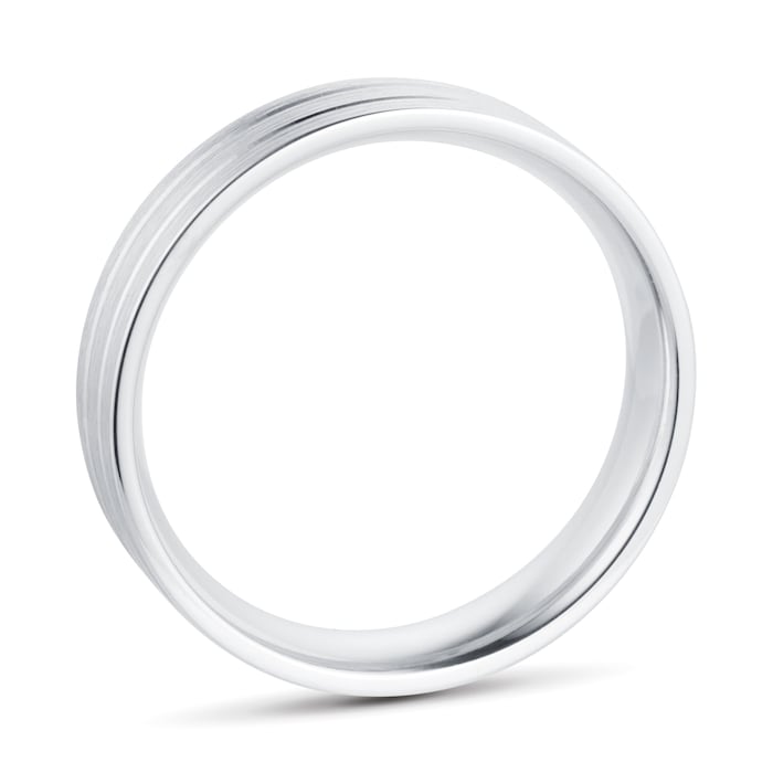 Mappin & Webb Platinum 5mm Brushed & Double Polished Centre Wedding Ring