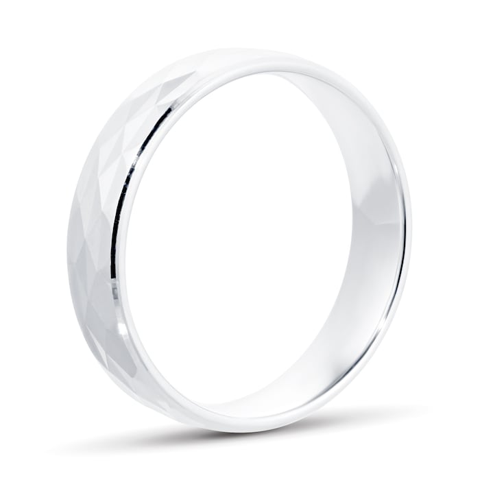 Goldsmiths Platinum Full Diamond Cut Mens Wedding Ring