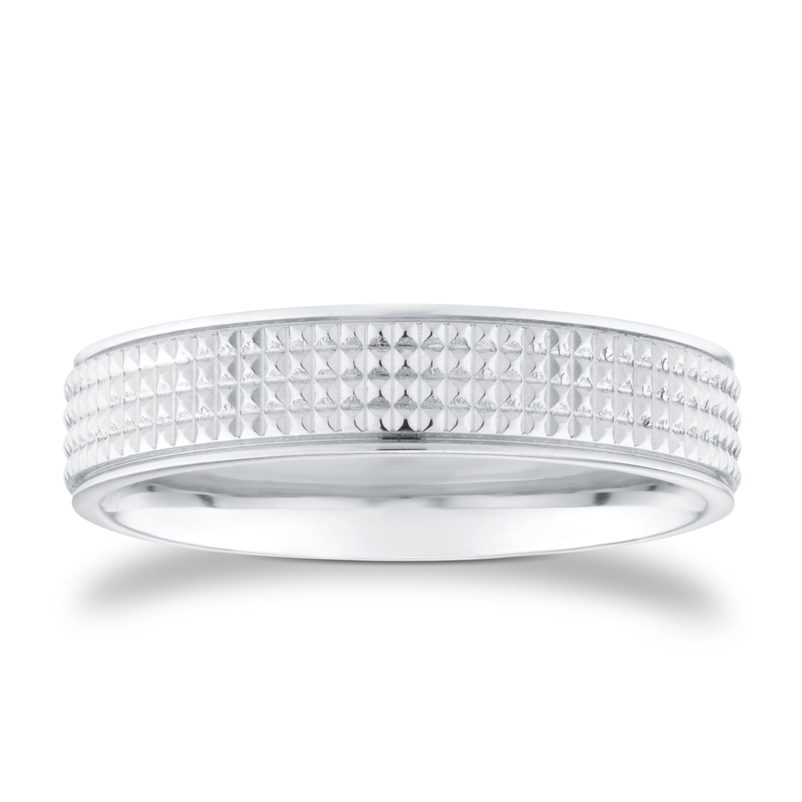 Goldsmiths Platinum 5mm Fancy Pattern Wedding Ring - Ring Size V Goldsmiths Platinum 5mm Fancy Pattern Wedding Ring - Ring Size V
