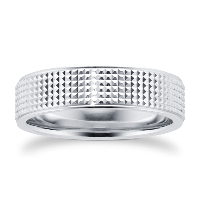 Goldsmiths Platinum 5mm Fancy Pattern Wedding Ring