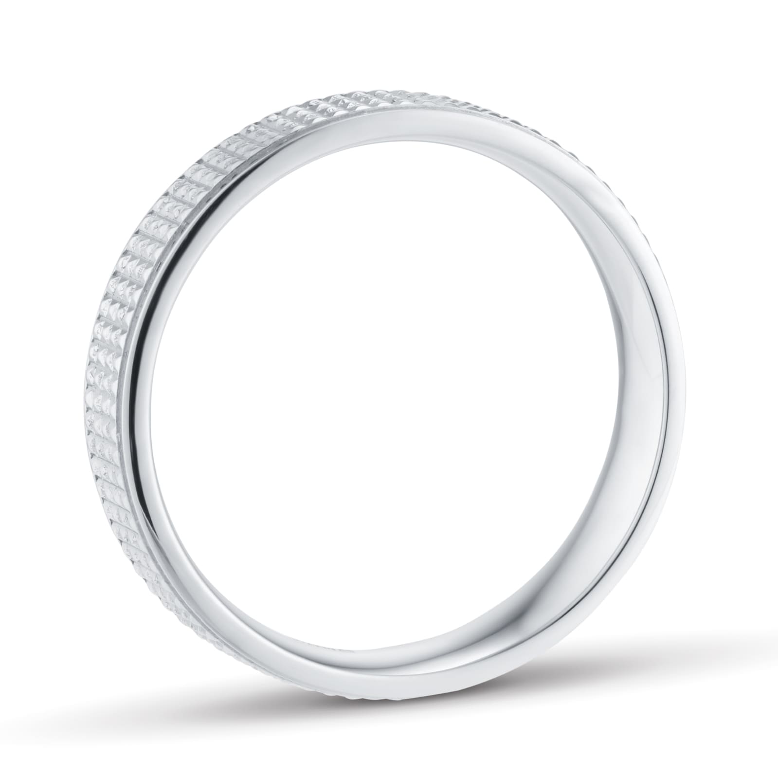 Goldsmiths Platinum 5mm Fancy Pattern Wedding Ring - Ring Size V Goldsmiths Platinum 5mm Fancy Pattern Wedding Ring - Ring Size V