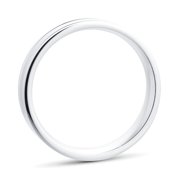 Goldsmiths Platinum 6mm Fancy Double Groove Wedding Ring - Ring Size Q