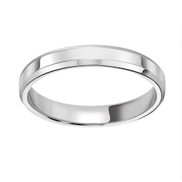 08260051 - Platinum 3mm Flat Top Bevelled Edge Wedding Ring