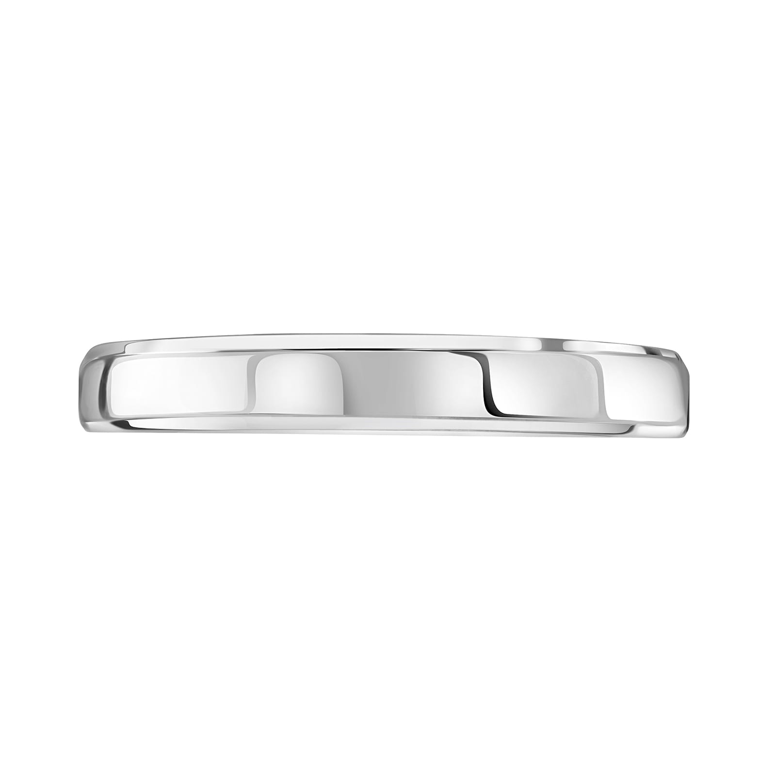 Mappin & Webb Platinum 3mm Flat Top Bevelled Edge Wedding Ring - Ring Size F