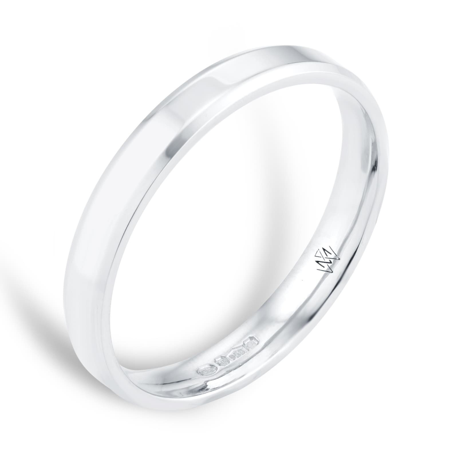 Mappin & Webb Platinum 3mm Flat Top Bevelled Edge Wedding Ring Mappin & Webb Platinum 3mm Flat Top Bevelled Edge Wedding Ring