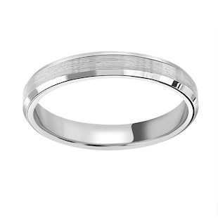 Mappin & Webb Platinum 3mm Flat Top Matt Double Bevelled Edge Wedding Ring