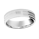 Mappin & Webb Platinum 6mm Pattern V Cut Bevelled Edge Wedding Ring