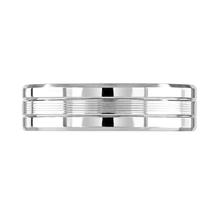 Mappin & Webb Platinum 6mm Pattern V Cut Bevelled Edge Wedding Ring