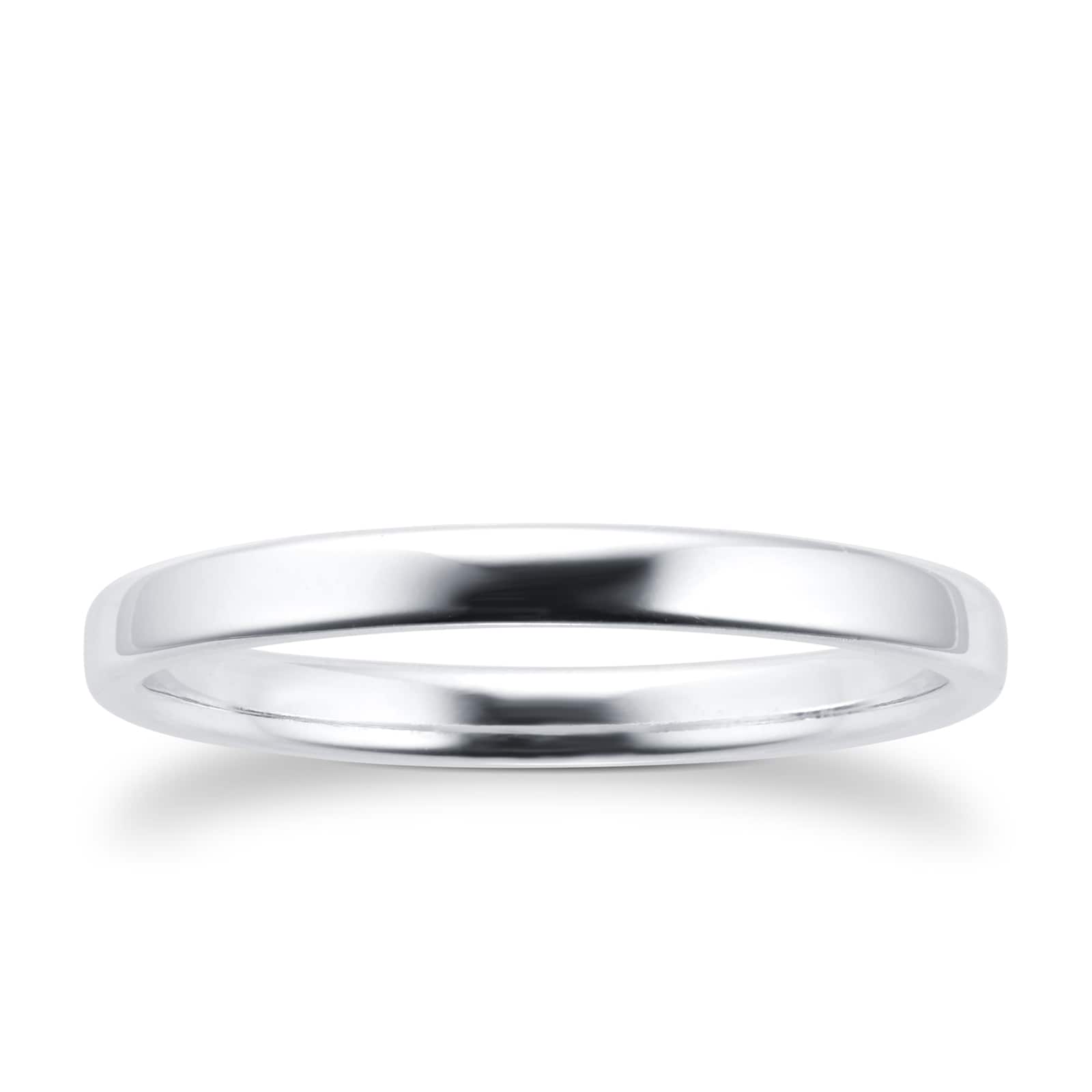 2mm Slight Court Standard Wedding Ring In 9 Carat White Gold Ring Size H