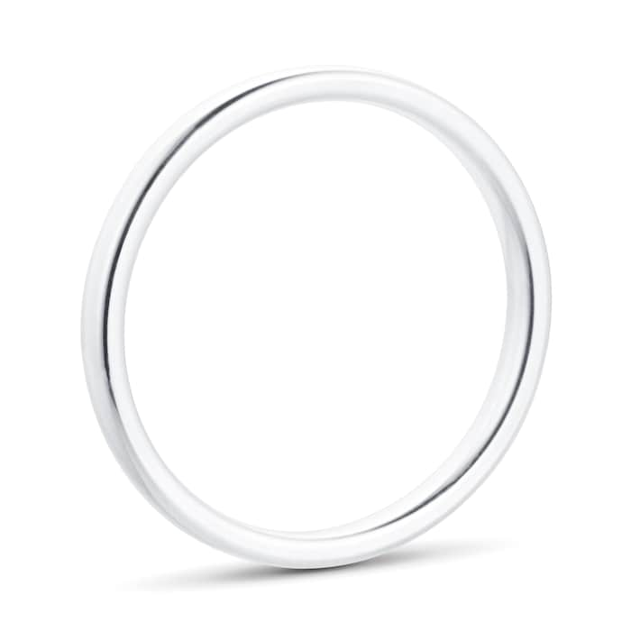 Goldsmiths 2mm Slight Court Standard  Wedding Ring In 9 Carat White Gold - Ring Size K