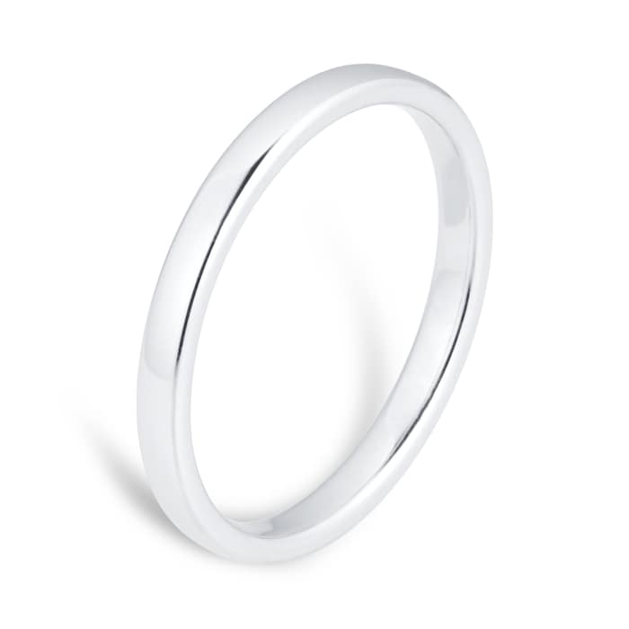 Goldsmiths 2mm Slight Court Standard  Wedding Ring In 9 Carat White Gold