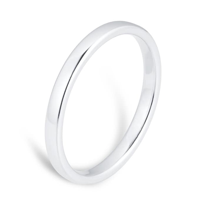 Goldsmiths 2mm Slight Court Standard  Wedding Ring In 9 Carat White Gold - Ring Size P