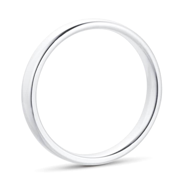 Goldsmiths 3mm Slight Court Standard  Wedding Ring In 9 Carat White Gold - Ring Size K
