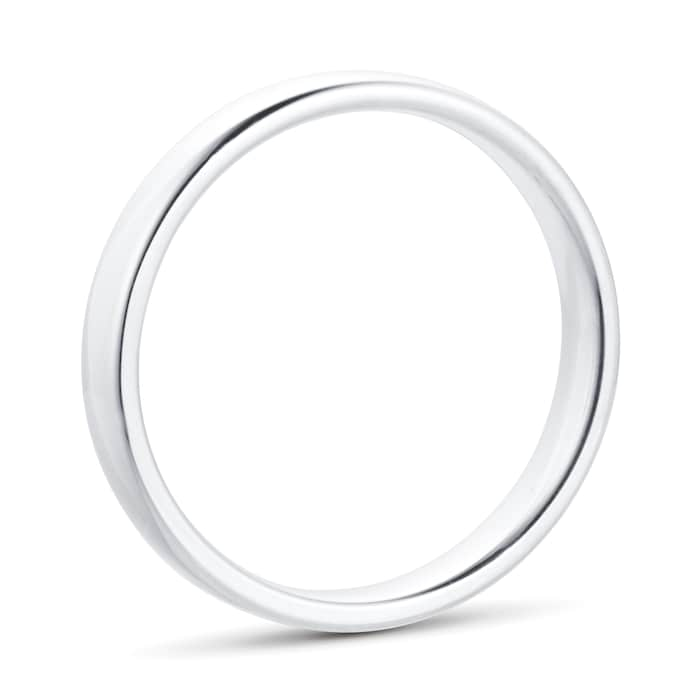 Goldsmiths 3mm Slight Court Standard  Wedding Ring In 9 Carat White Gold - Ring Size I