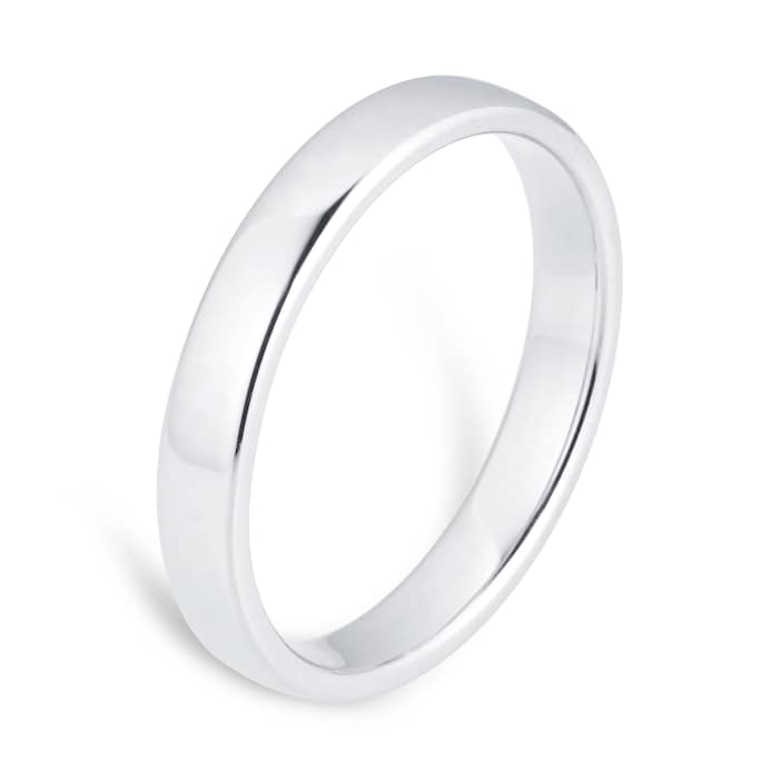 Goldsmiths 3mm Slight Court Standard  Wedding Ring In 9 Carat White Gold - Ring Size K