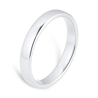 Goldsmiths 3mm Slight Court Standard  Wedding Ring In 9 Carat White Gold