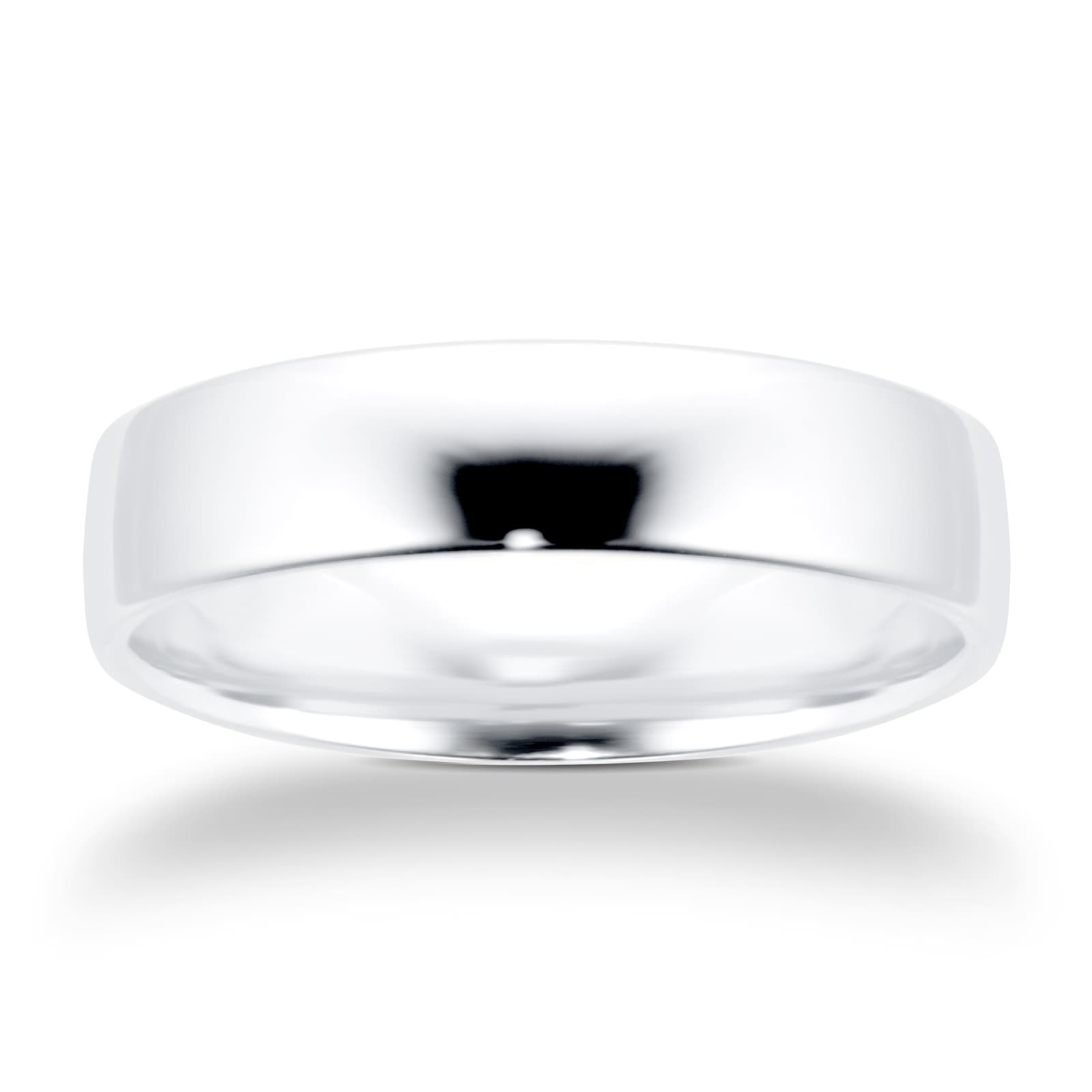 5mm Slight Court Standard Wedding Ring In 9 Carat White Gold - Ring Size H