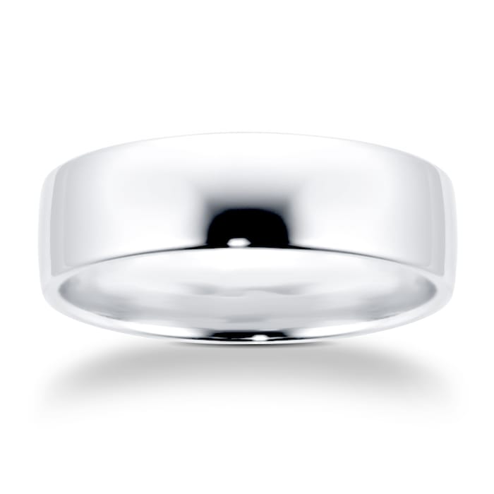 Goldsmiths 6mm Slight Court Standard  Wedding Ring In 9 Carat White Gold