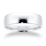 Goldsmiths 6mm Slight Court Standard  Wedding Ring In 9 Carat White Gold - Ring Size R