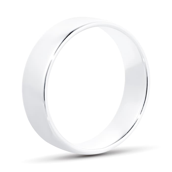 Goldsmiths 6mm Slight Court Standard  Wedding Ring In 9 Carat White Gold