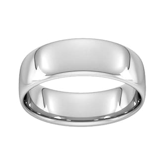 Goldsmiths 7mm Slight Court Standard  Wedding Ring In 9 Carat White Gold